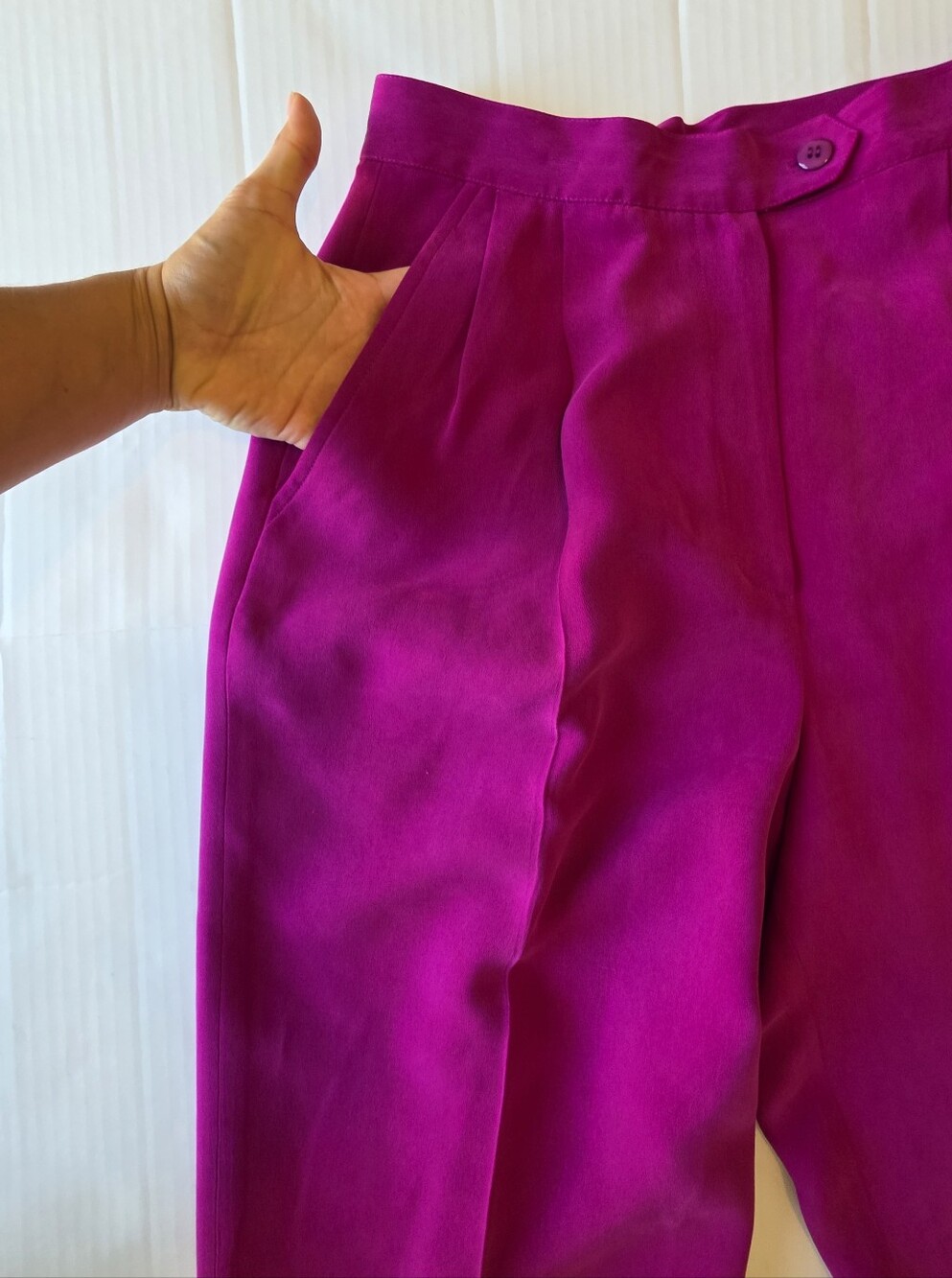 Jones new york 2 Pices Silk Magenta Pant Suit Women Quiet Luxury Minimalist Sz 8 - Picture 9 of 14
